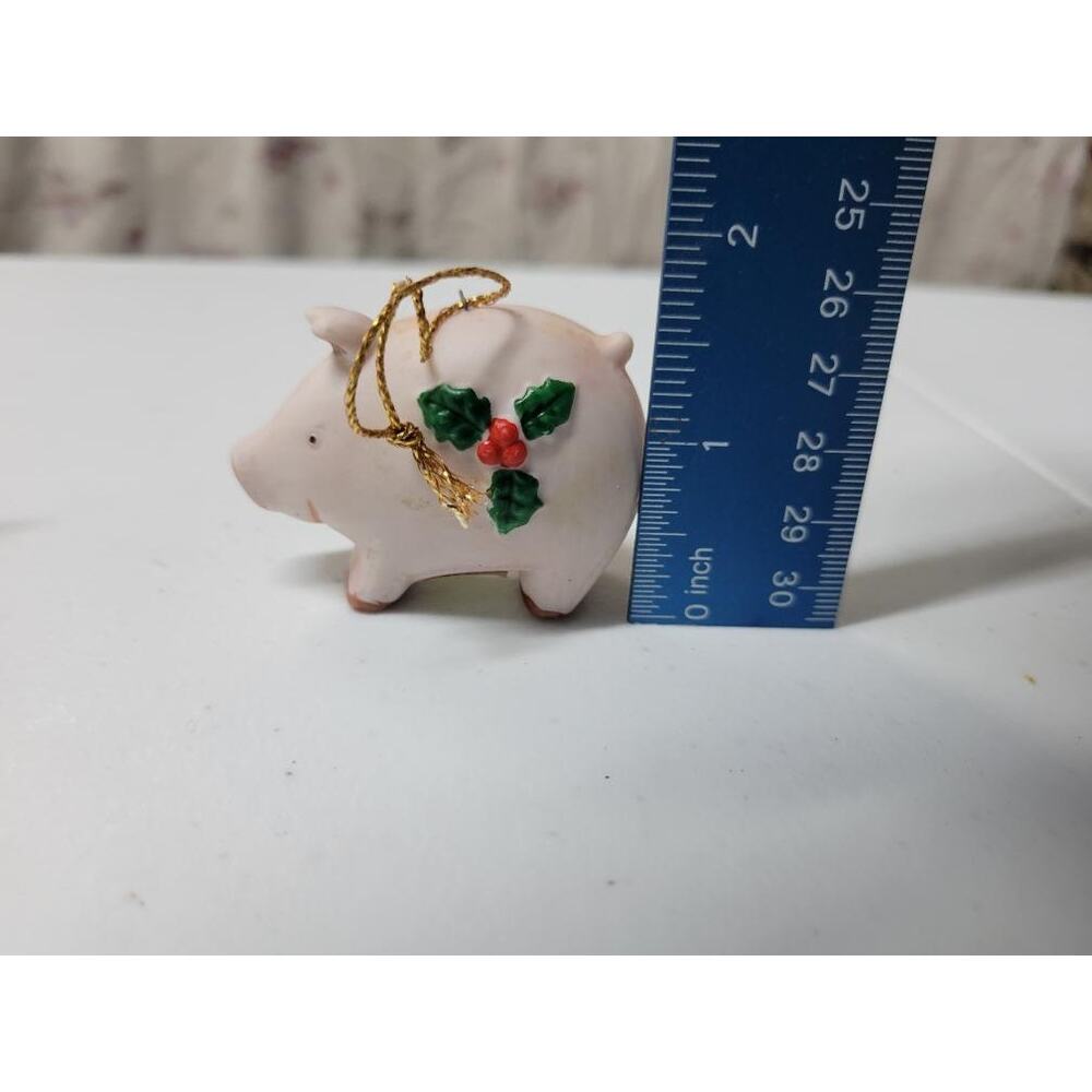 Homco Vintage Christmas Ornaments Holly Leaf Pig Donkey Figurine Set - Picture 4 of 5
